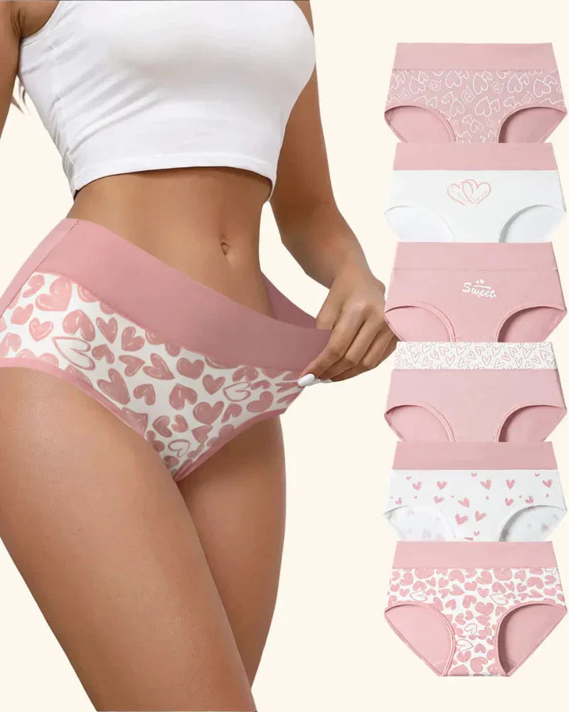 Bragas de mujer de algodón suave y elástico con estampado de corazones (paquete de 4)