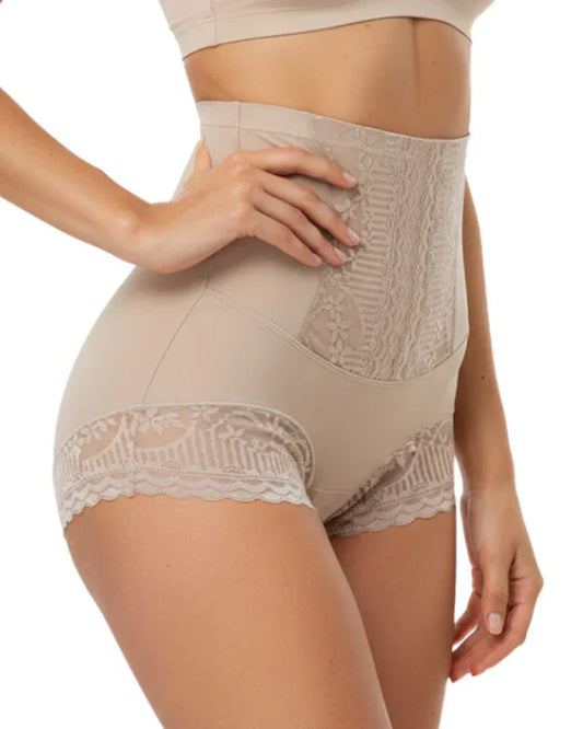 Moldeador de encaje de talle alto con control de abdomen y efecto levanta glúteos para mujer (paquete de 4)
