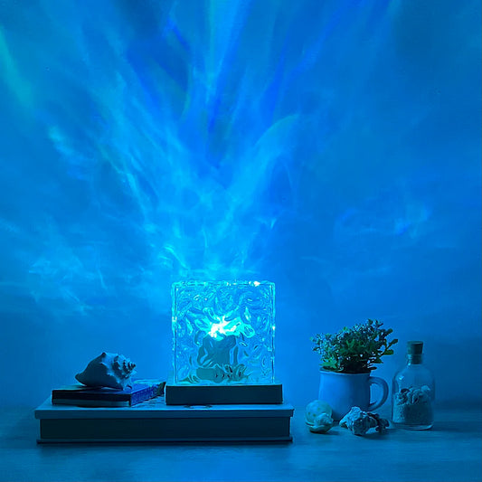 Lámpara de Cristal con Efecto Aurora / Ondas de Agua